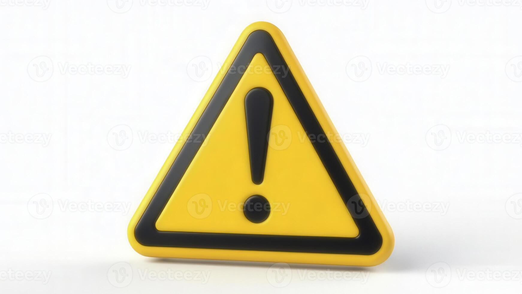 A yellow warning sign with an exclamation mark photo