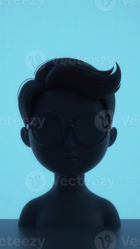 A 3d image of a man with glasses photo