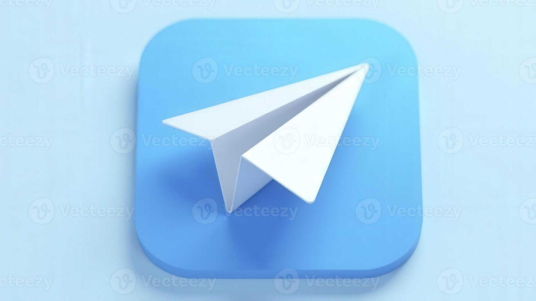 A paper plane icon on a blue background photo
