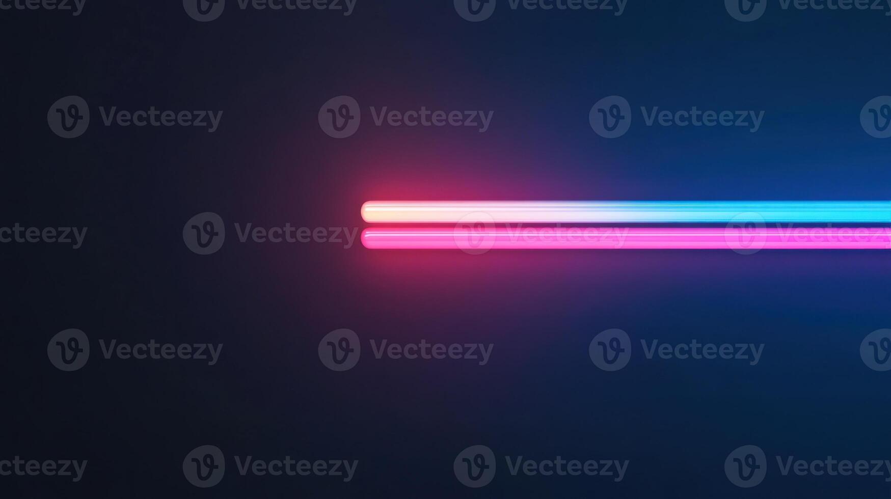 Two glowing neon lights creating colorful reflections on dark background photo