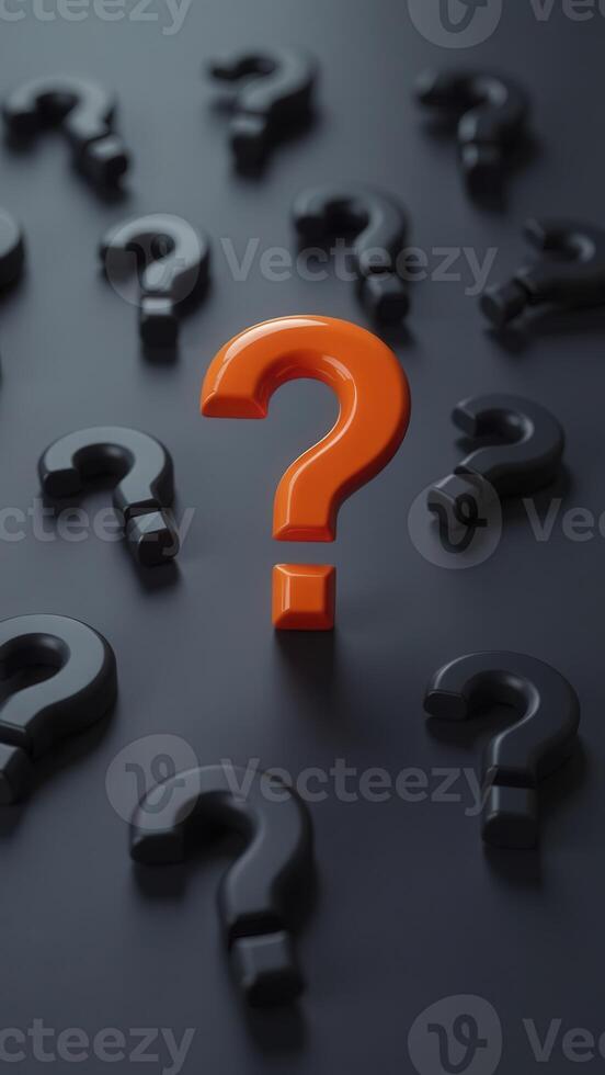 Question mark on black background 3d illustration photo