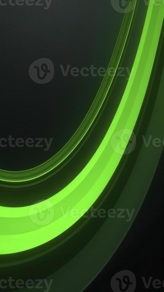 Glowing green neon lines creating concentric circles on dark background photo