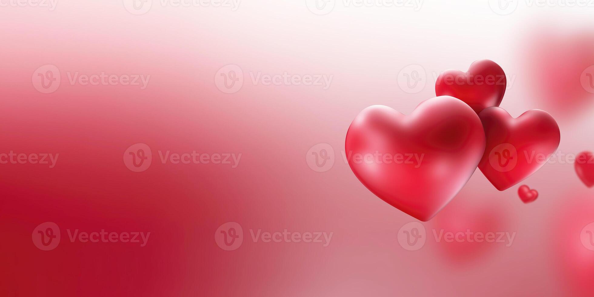 Red hearts floating on a gradient background representing love and romance, and valentine's day photo
