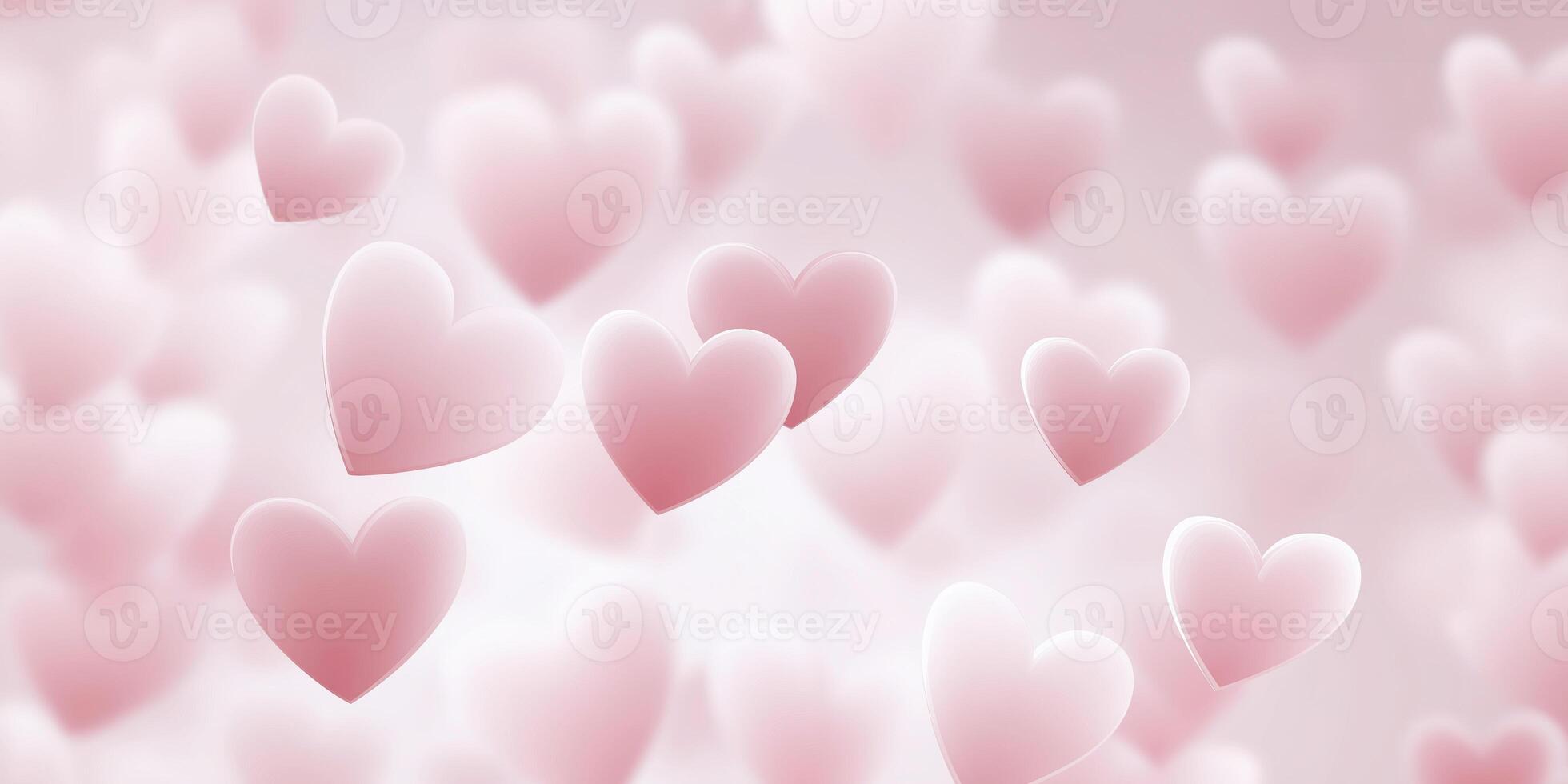 Pink hearts floating on a delicate pastel background creating a romantic and dreamy atmosphere, perfect for valentine's day or any loving occasion photo