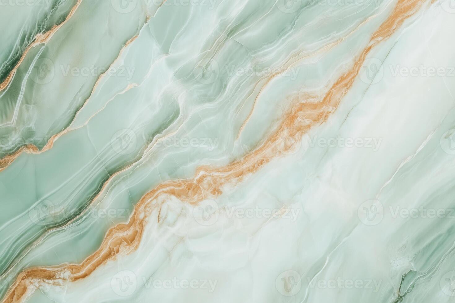 Elegant turquoise marble texture with orange veins and fluid abstract patterns photo