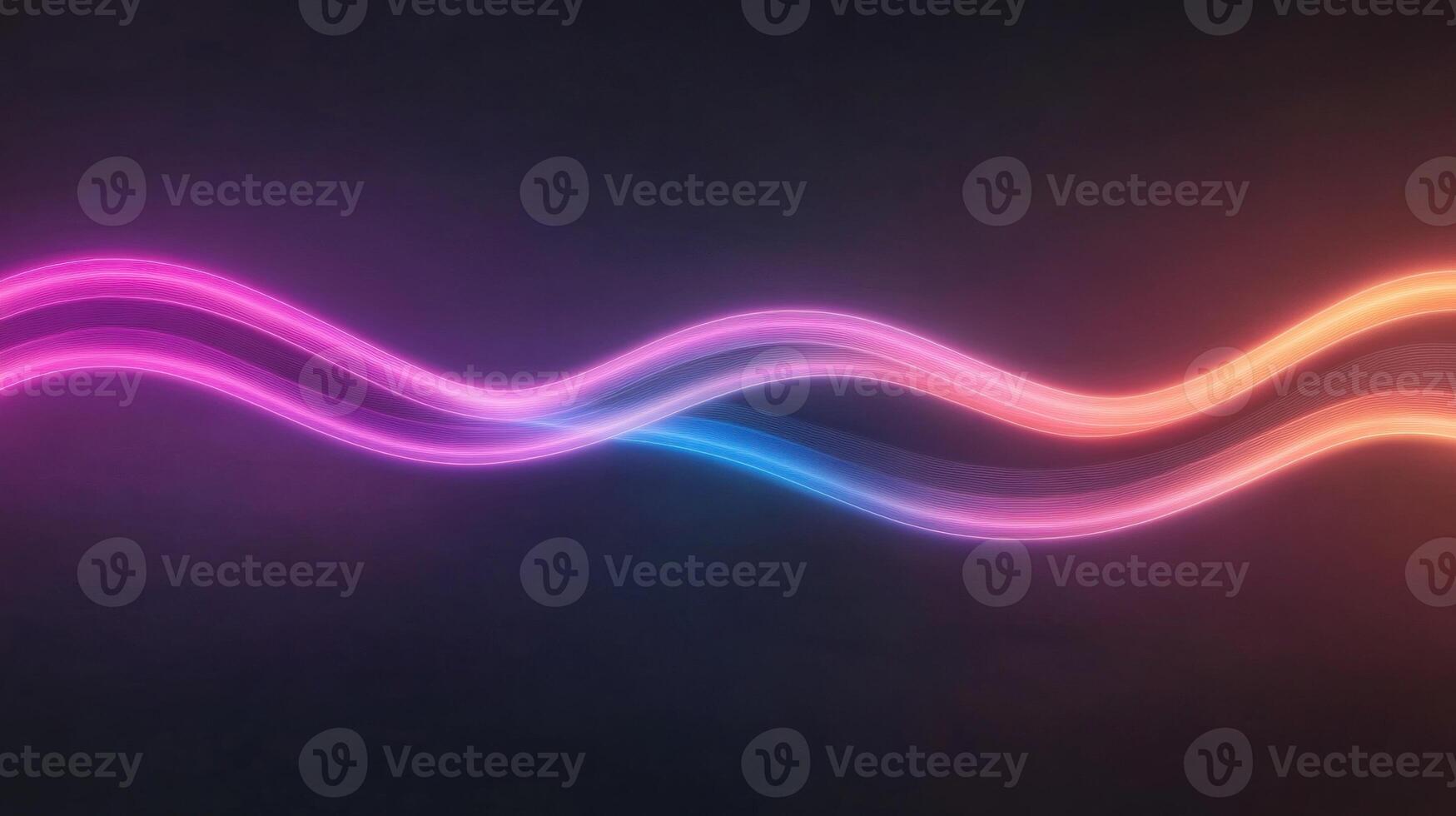 Neon waves flowing on dark background creating colorful abstract design photo
