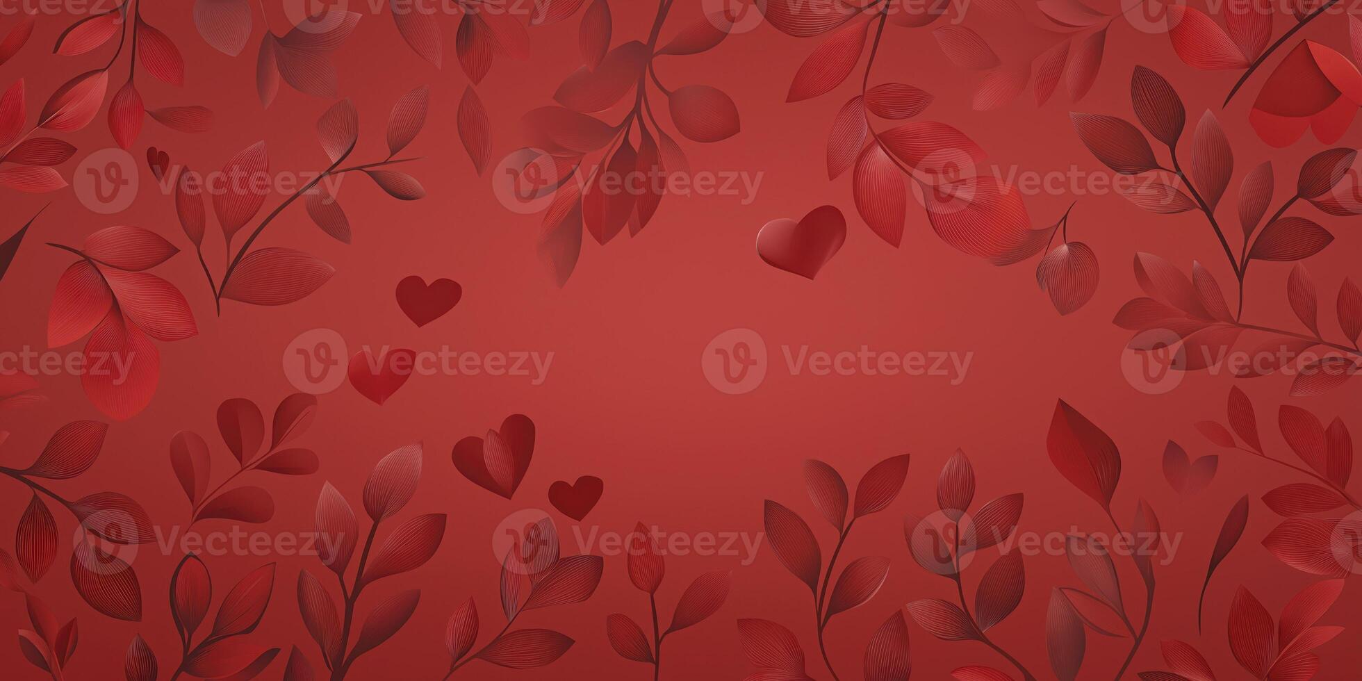Red leaves and hearts creating a romantic valentine's day background photo