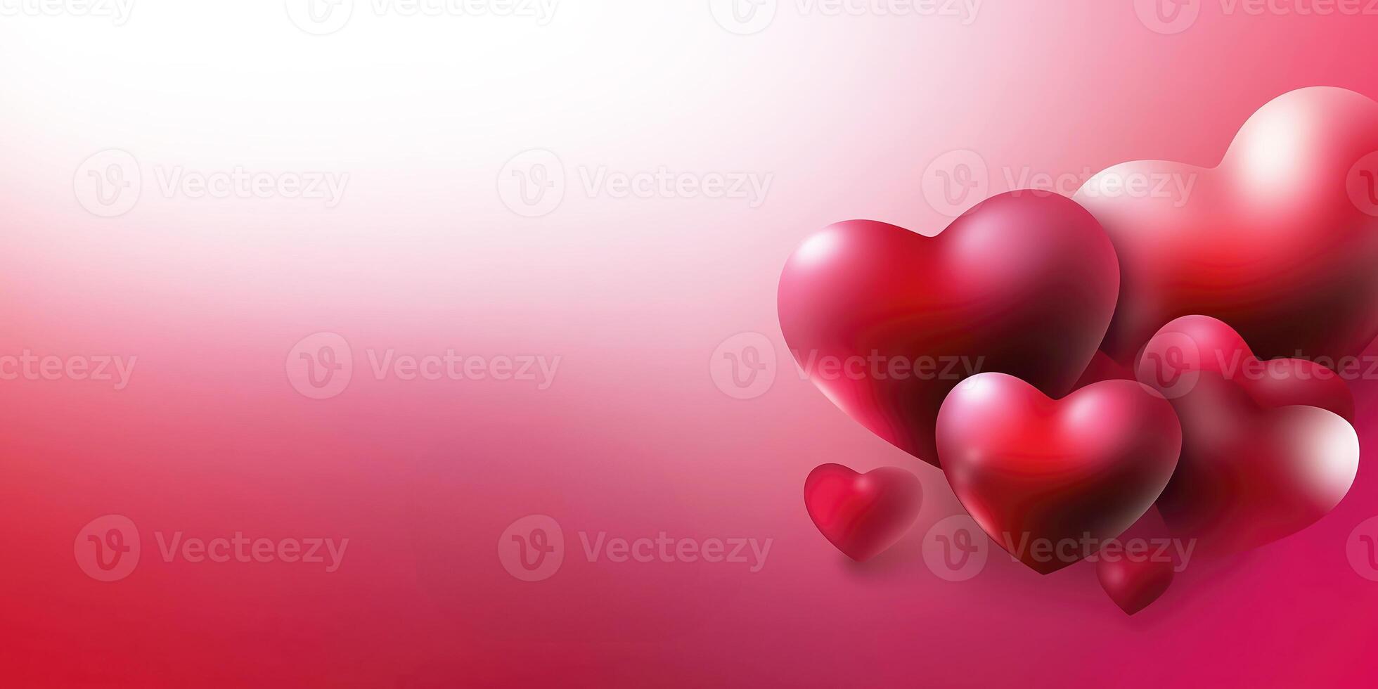 Red hearts floating on a pink background representing love and valentine's day photo
