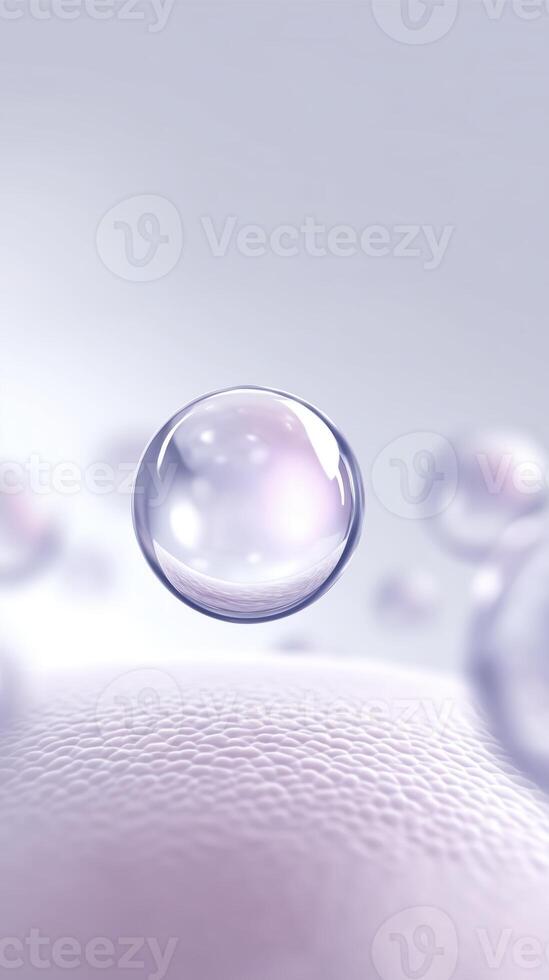 Close-up of translucent bubbles floating above a textured surface, creating a serene atmosphere with soft colors and gentle reflections, ideal for backgrounds or abstract designs photo