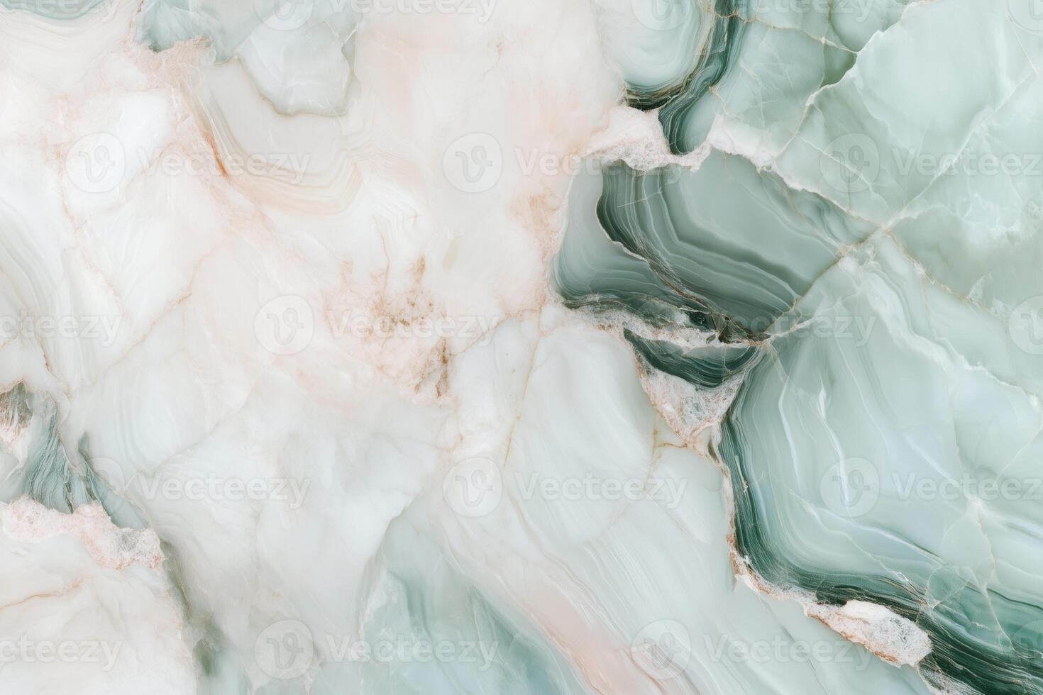 Elegant marble texture with soft green and cream swirls and subtle veining photo