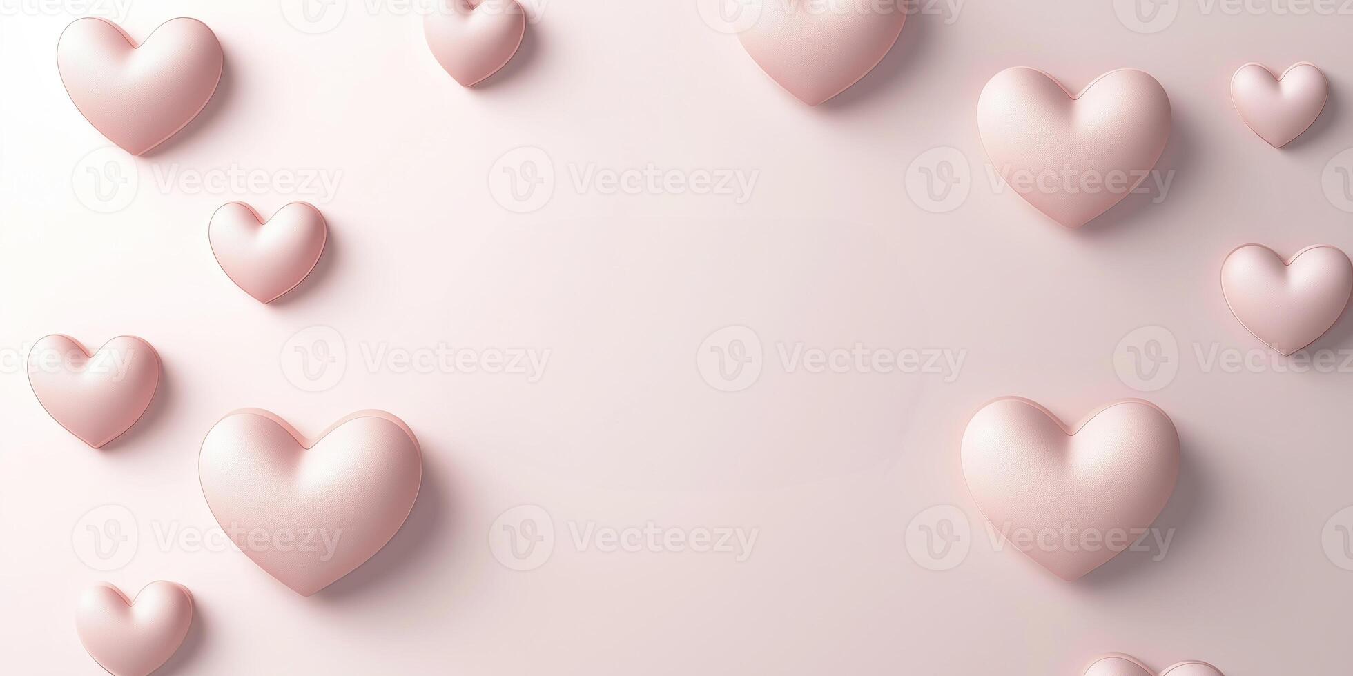 Pink hearts floating on a pastel background creating a romantic atmosphere for valentine's day or other love-related themes photo