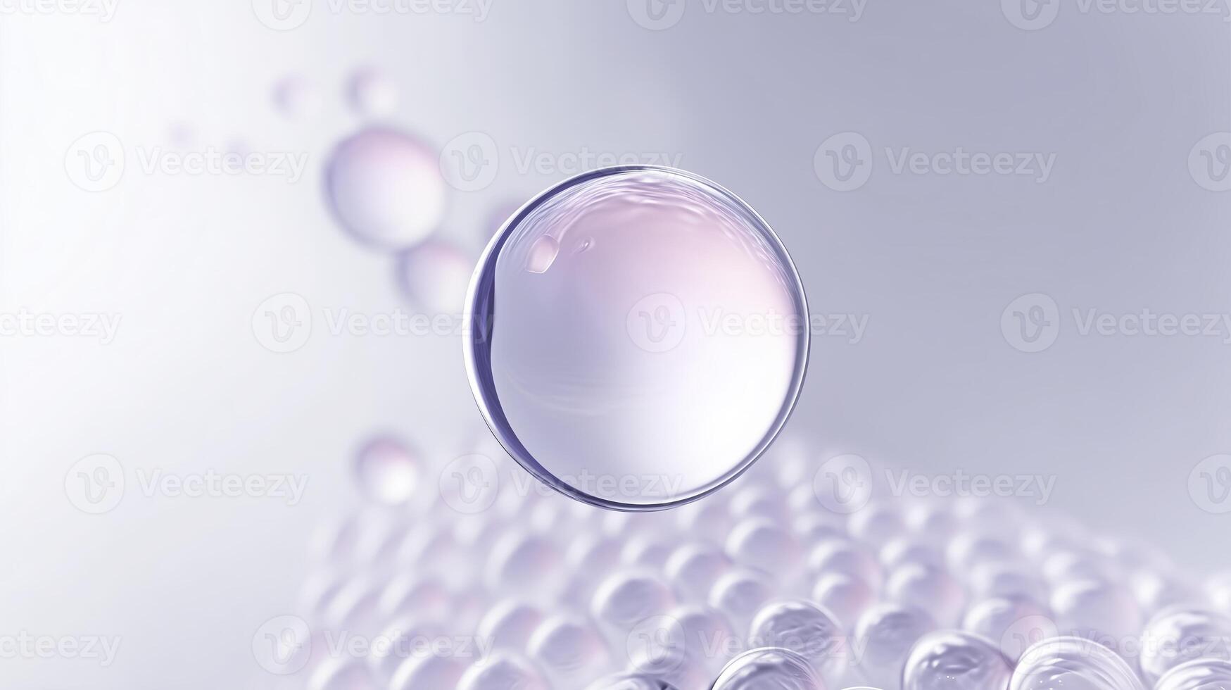 Abstract illustration of translucent spheres floating above a soft gradient background, creating a sense of depth and tranquility, ideal for modern design and creative projects photo