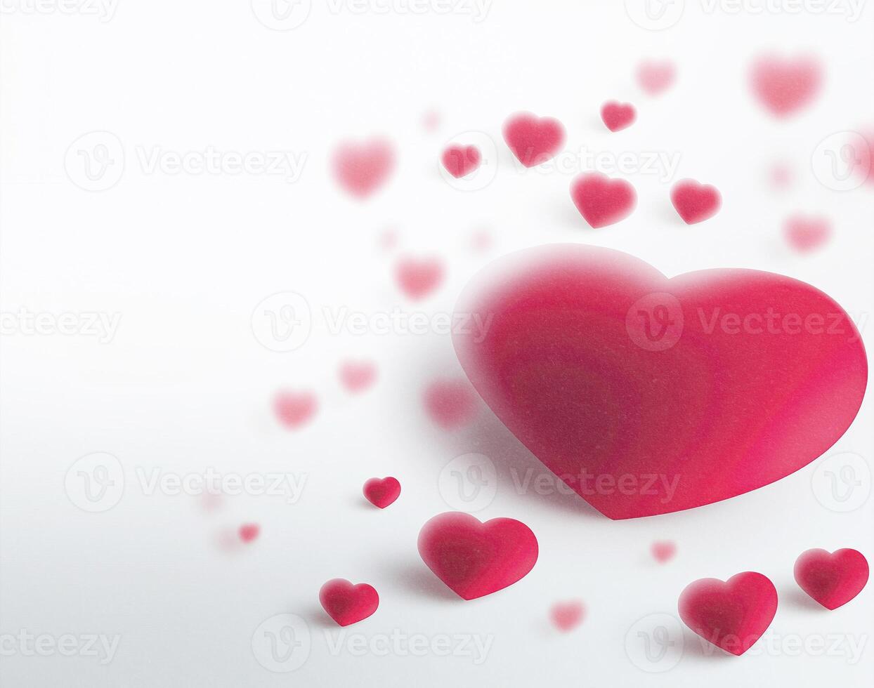 Pink hearts floating on white background representing love and romance, symbolizing love, affection, and valentine's day photo