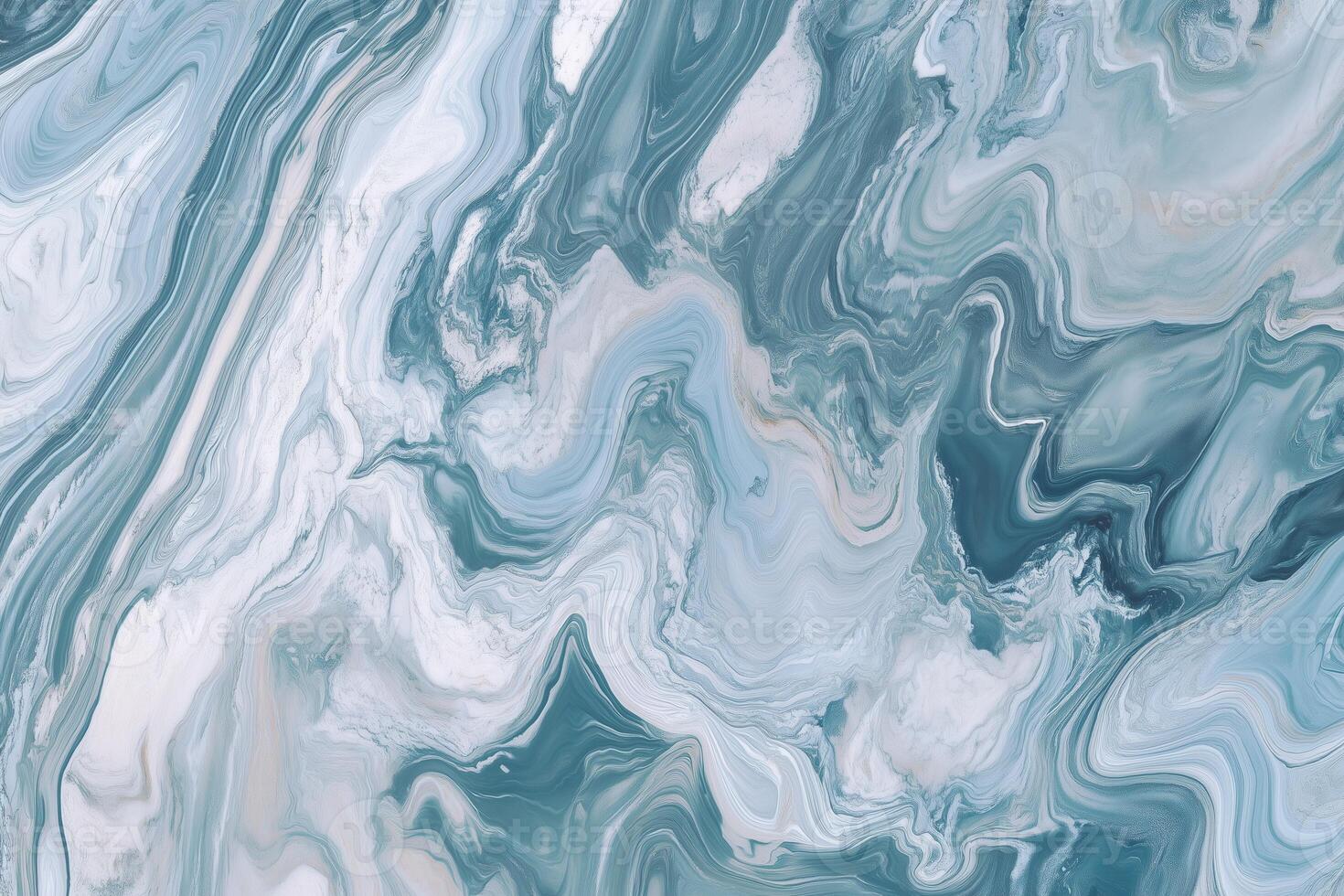 Turquoise and white abstract fluid marble texture with flowing patterns photo