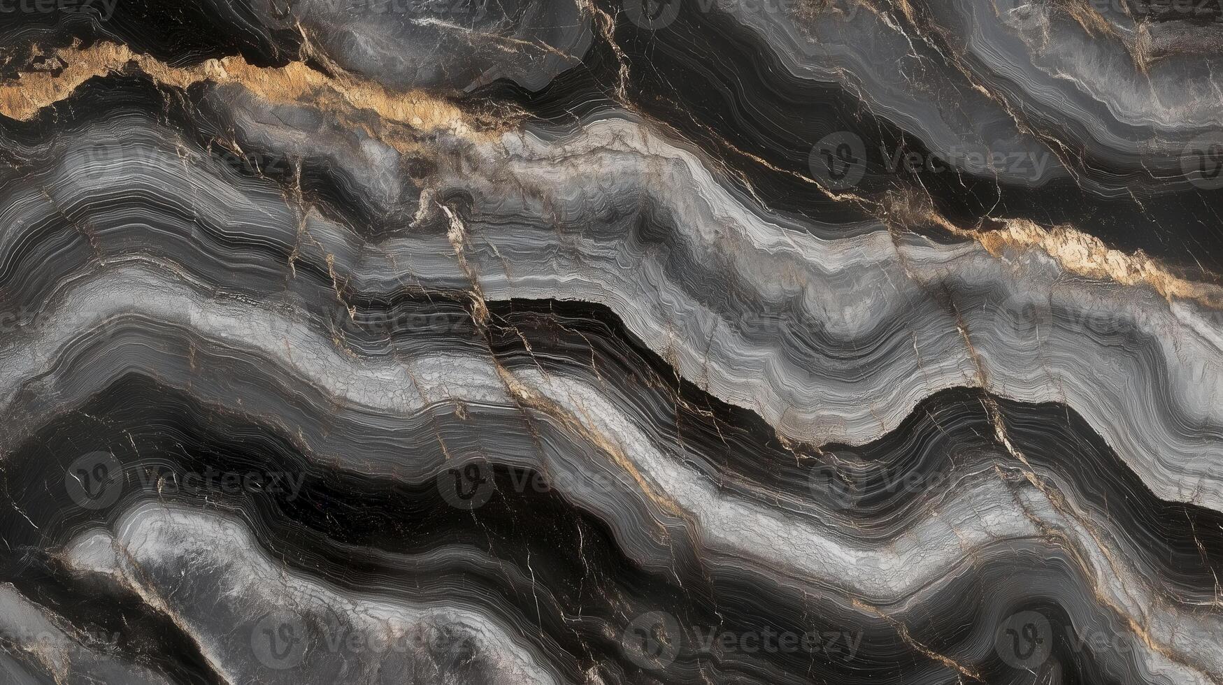 Black and grey marble texture with wavy patterns and natural veins photo