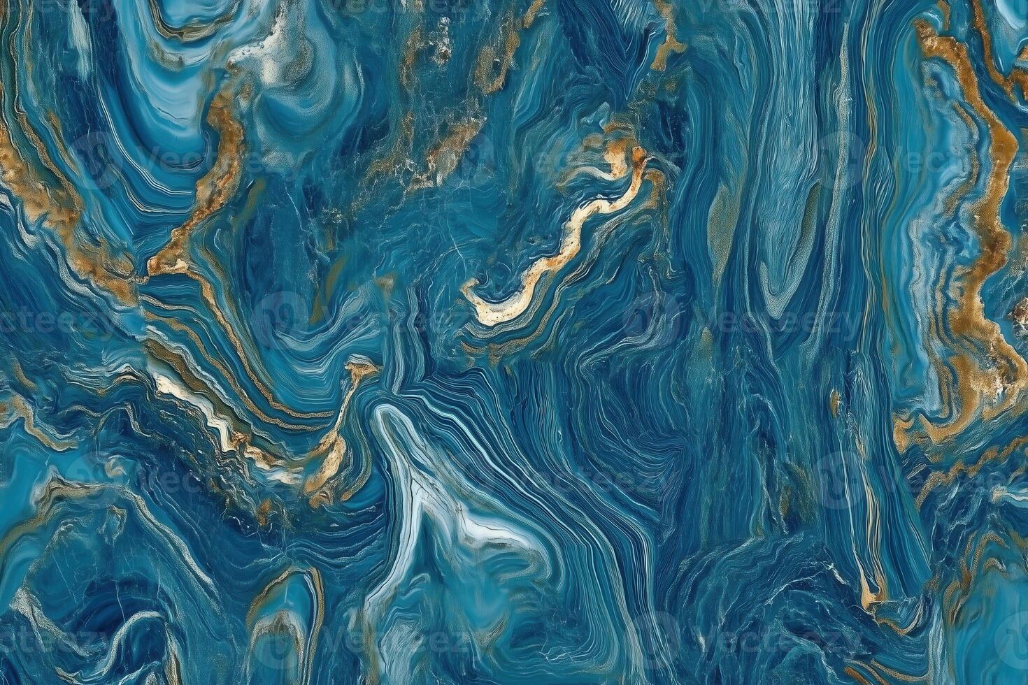 Abstract aqua and gold marbled pattern with dynamic swirls and textures photo