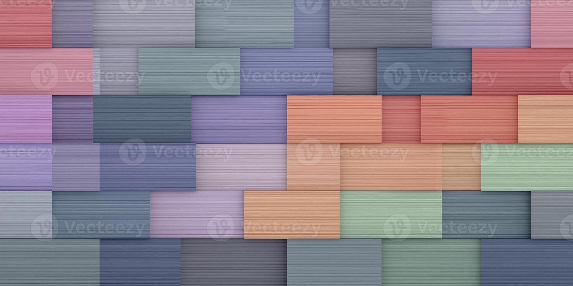 Colorful abstract background featuring a mosaic of textured rectangular panels in various shades, creating a visually appealing composition with depth and harmony photo