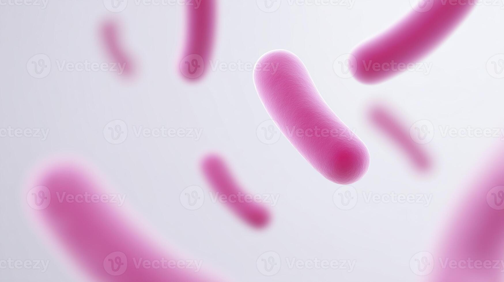 Abstract illustration of pink bacteria floating in a soft-focus environment, showcasing organic shapes and textures, representing microscopic life and biological processes photo