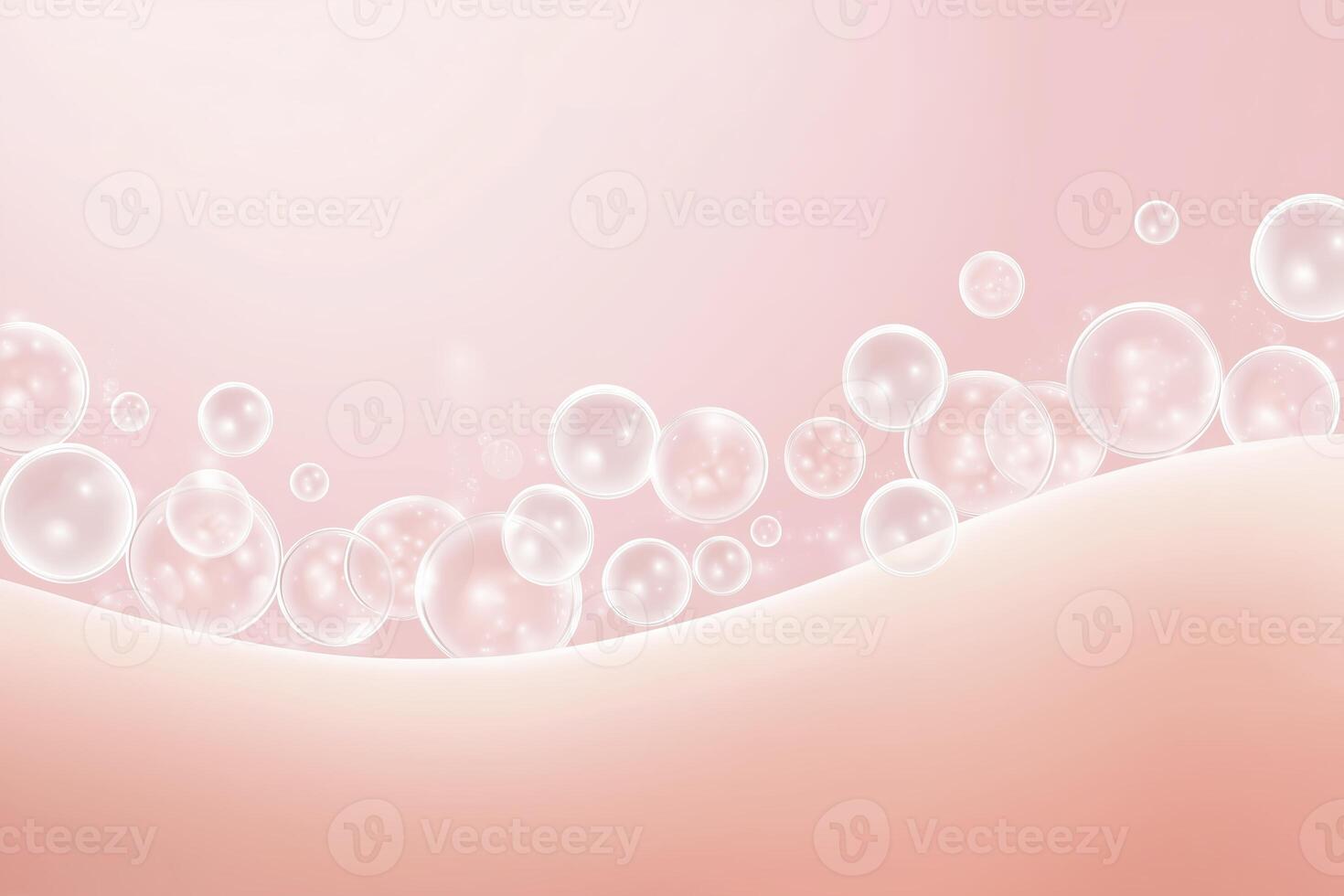 Soft pink background with translucent bubbles floating gently, creating a serene atmosphere, ideal for beauty, spa, or relaxation themes with a touch of elegance photo