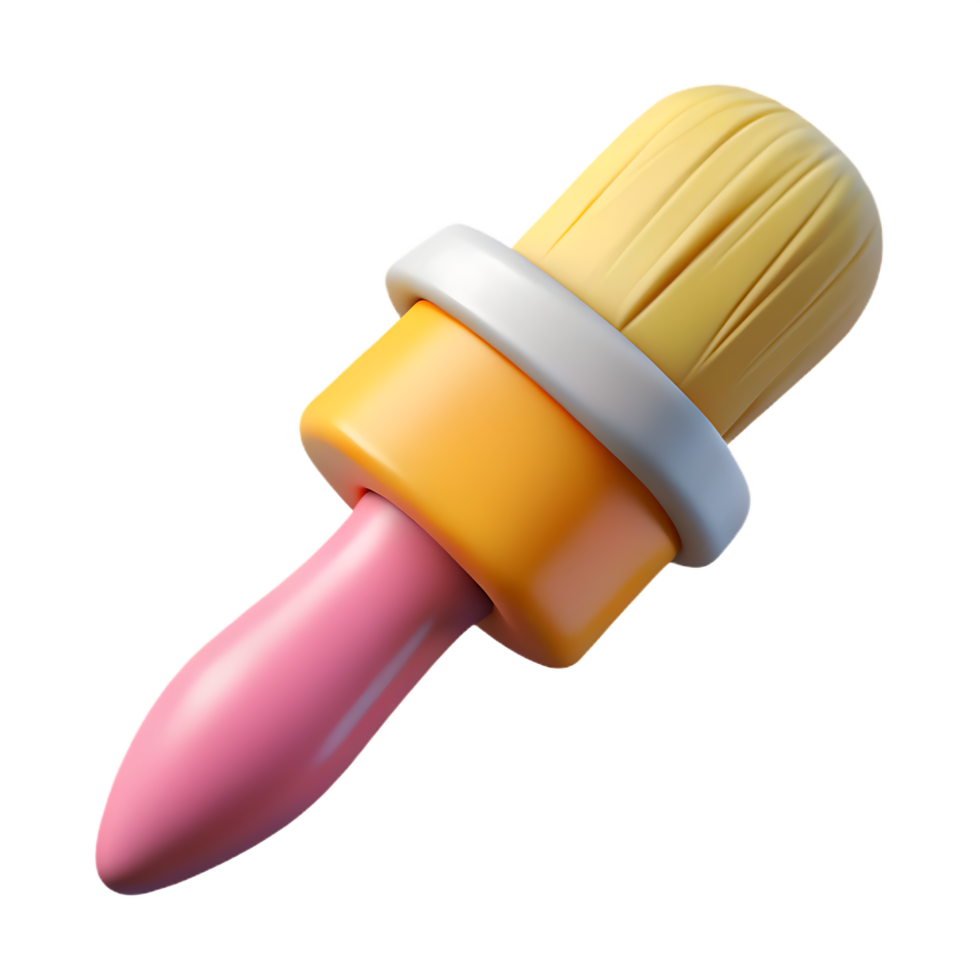3d render of a colorful paintbrush isolated on a solid black background for art concepts png