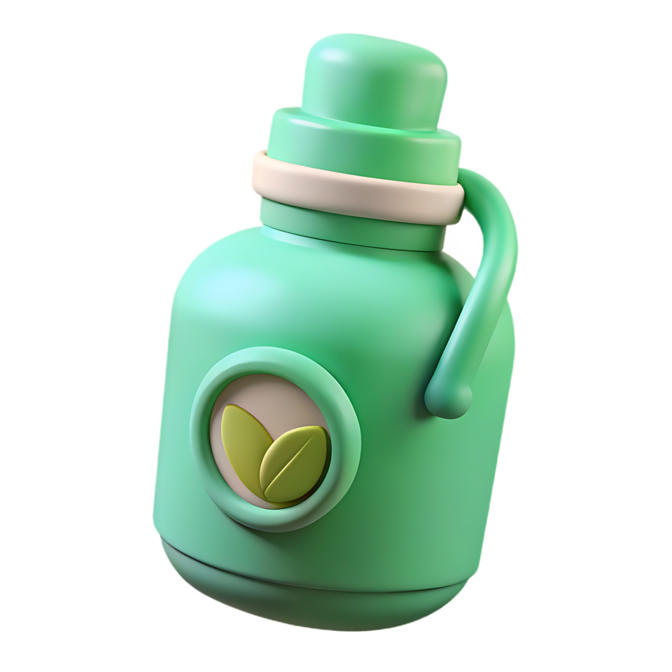 3d rendered green water bottle featuring nature inspired eco friendly design elements png