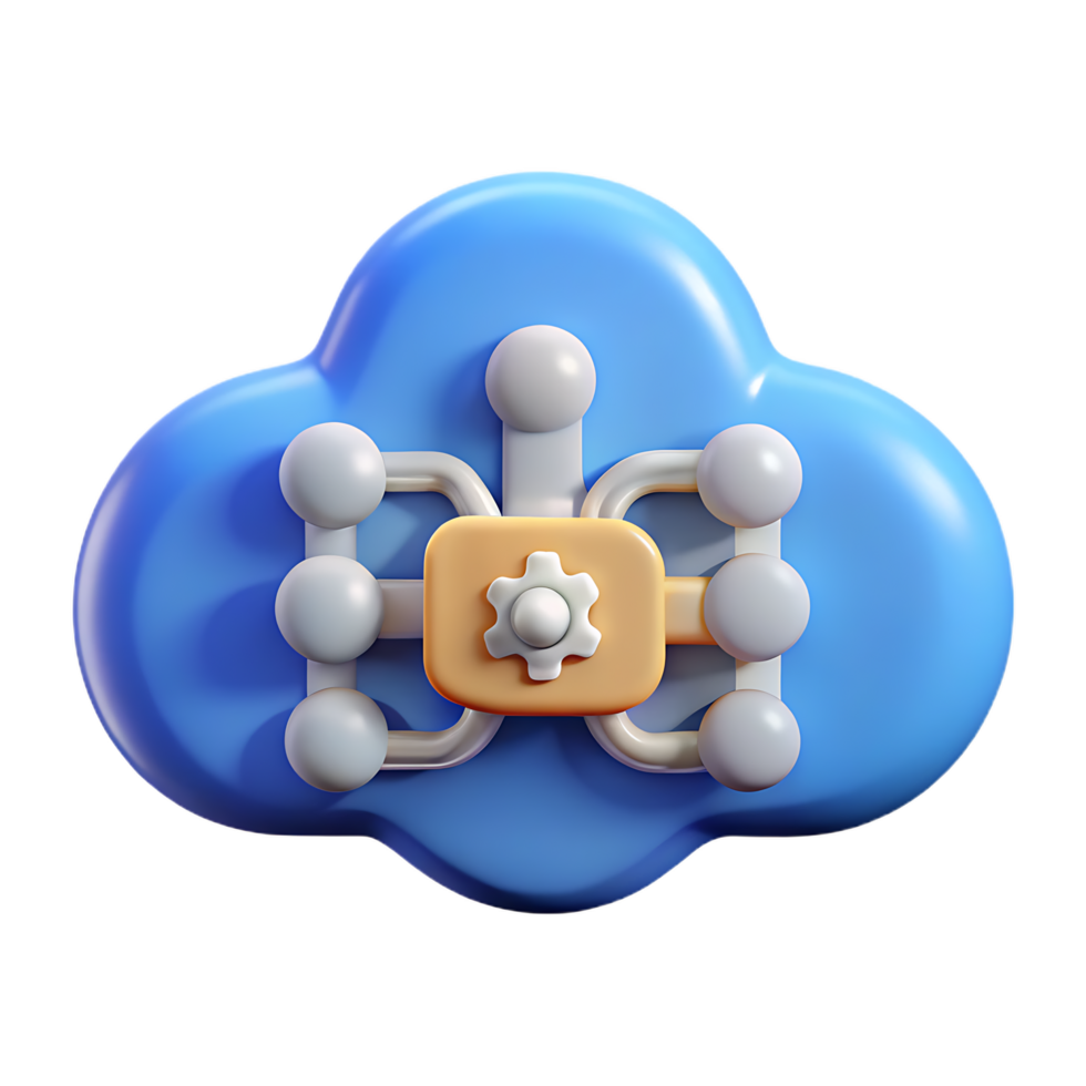 3d rendered cloud computing icon representing data storage and network settings png