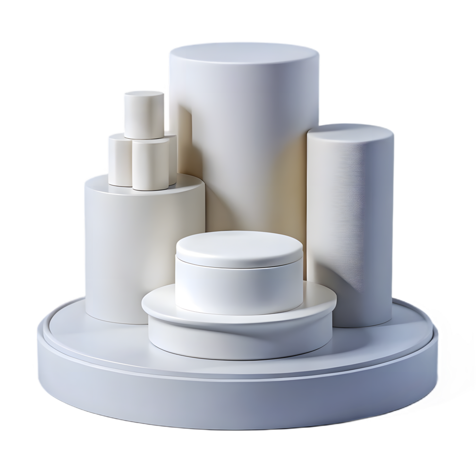 Elegant white cylindrical display stand product showcase png