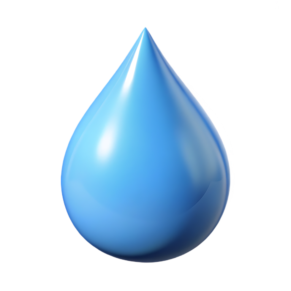 Glossy blue water drop illustration on a black background symbolizing freshness and purity png