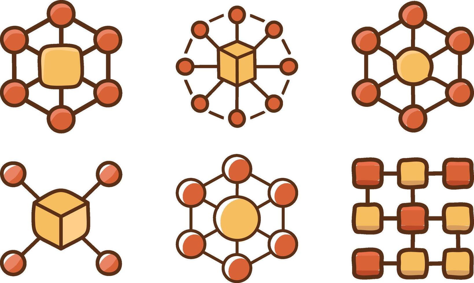 Supply Chain Logistic Network Icon Hand drawn Illustration set vector