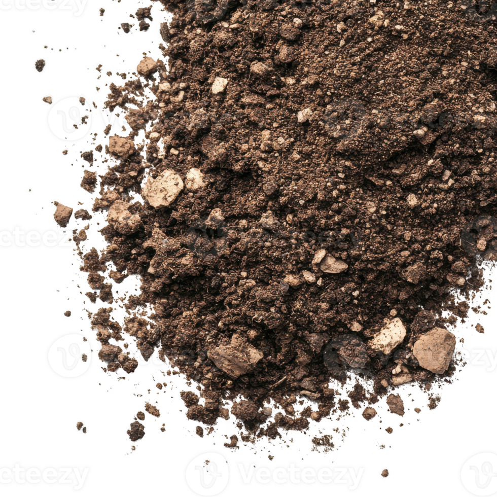 Pile of dark brown soil isolated on transparent background png