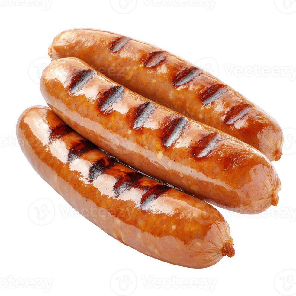 Grilled sausages stack isolated on transparent background png