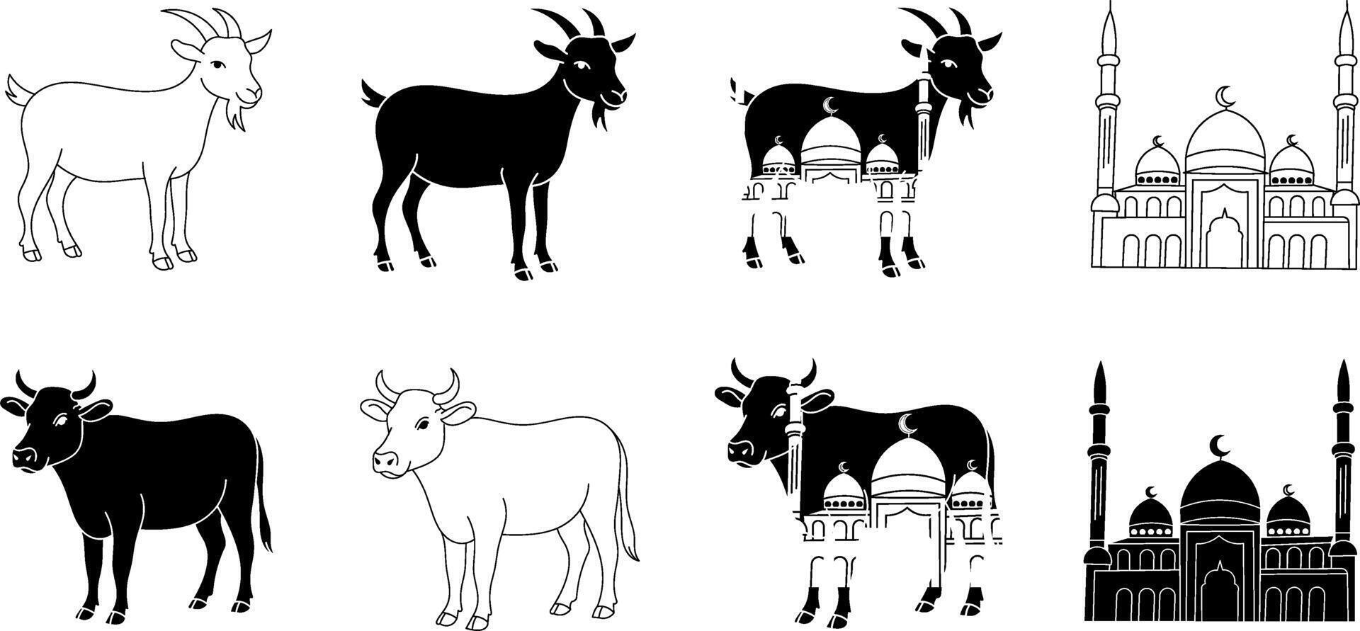 Goat and mosque illustration vector