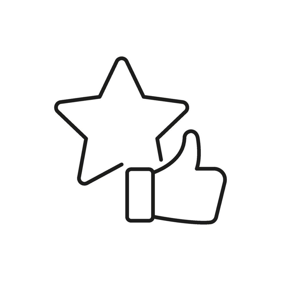 Star And Thumbs Up Line Icon. Quality Approval And Positive Feedback Outline Symbol. Customer Satisfaction And Rating Concept. Editable Stroke. Isolated Illustration vector