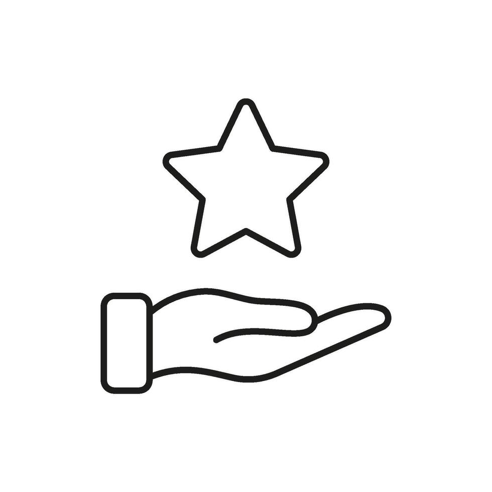 Hand Holding Star Line Icon. Achievement, Success, And Recognition Outline Symbol. Reward And Excellence Representation. Editable Stroke. Isolated Illustration vector