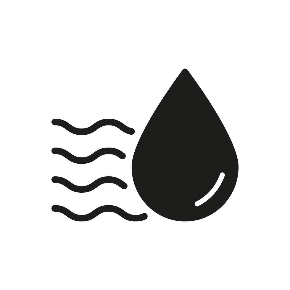 Water Droplet With Wavy Lines Solid Icon. Water Flow, Fluid Dynamics, And Liquid Movement Silhouette Symbol. Plumbing And Hydration Concept. Isolated Illustration vector