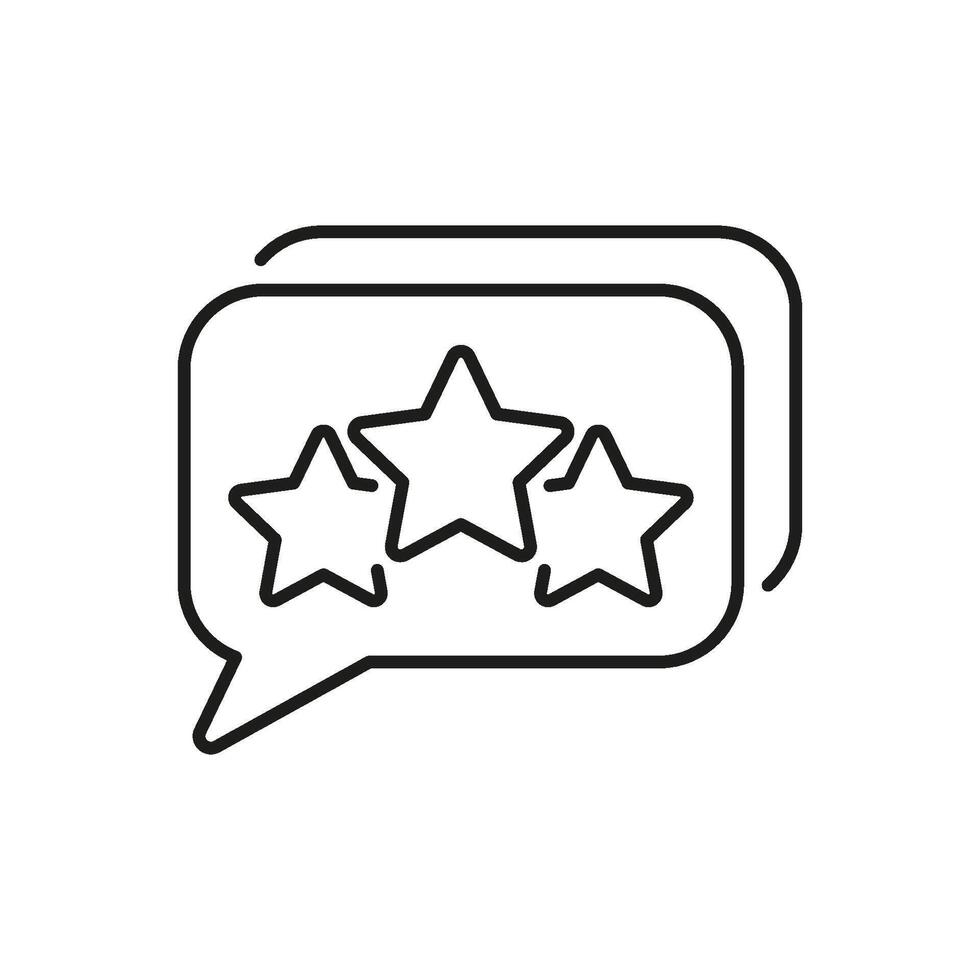 Speech Bubble With Stars Line Icon. Customer Feedback, Review, And Rating Outline Symbol. Quality Assessment And User Experience. Editable Stroke. Isolated Illustration vector