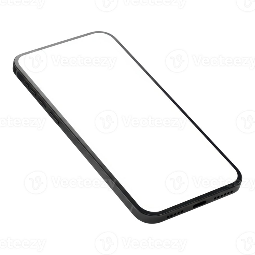Photorealistic 3D Smartphone with Blank Screen Transparent Background png