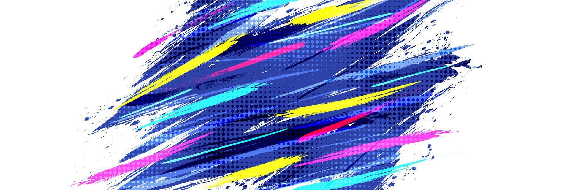 Vibrant and Colorful Brush Background with Halftone Effect. Suitable for Banner, Poster, or Sports Background. Scratch and Texture Elements vector