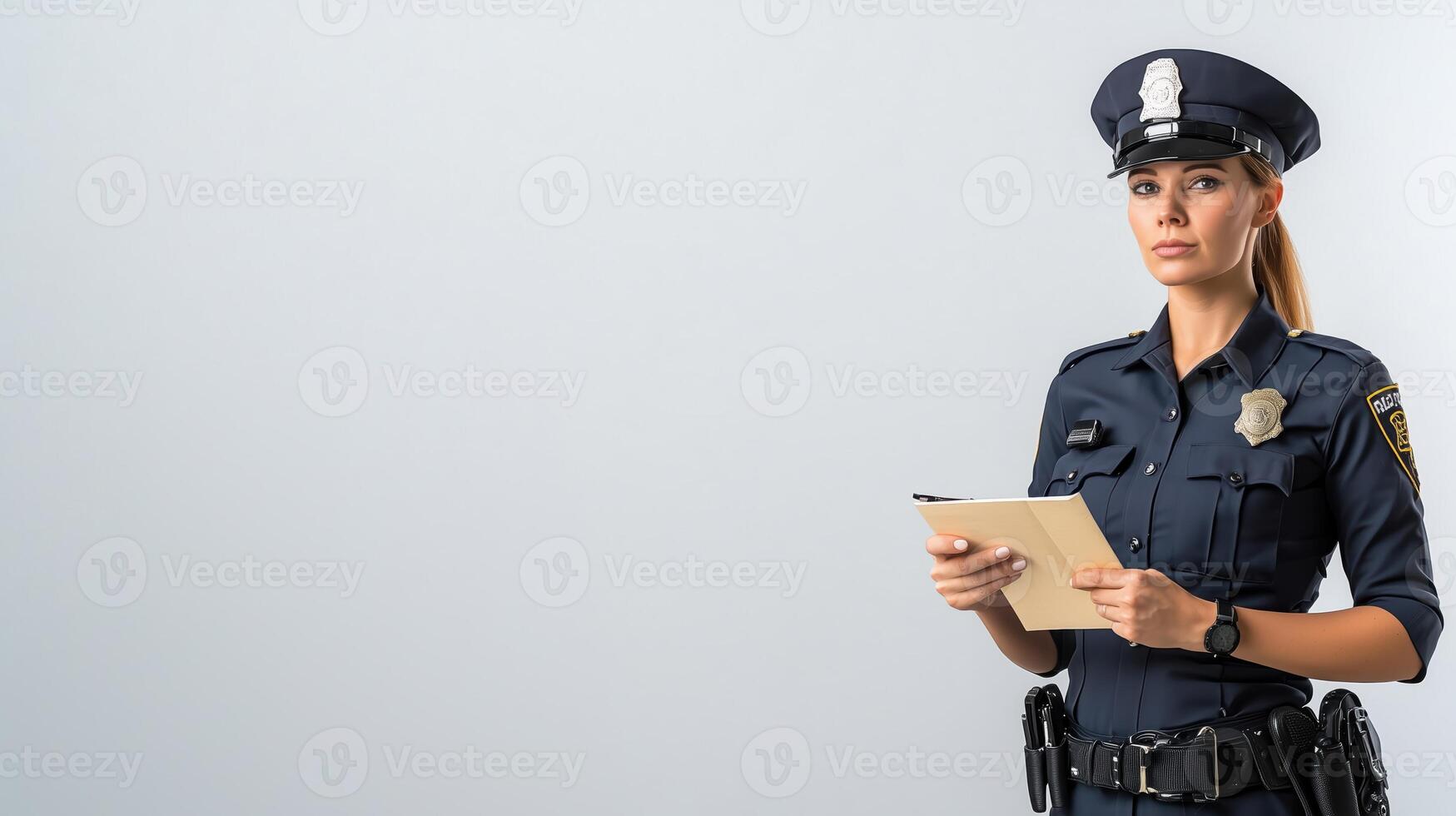 Police Officer Displaying Authority with Notepad in Hand photo