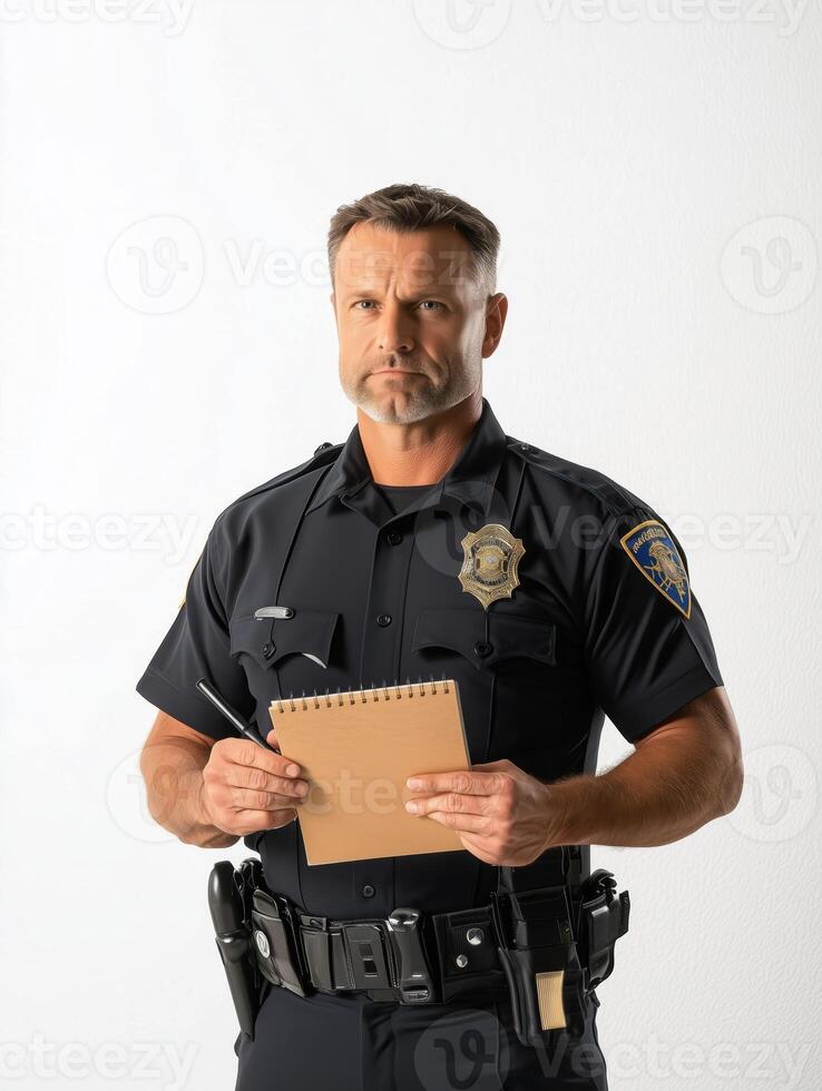 Authoritative Male Officer Emphasizing Commitment to Justice photo