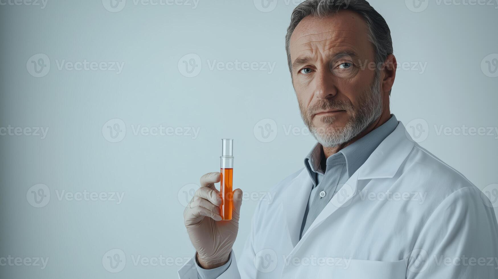 Clean White Background Highlighting Scientist Focus photo