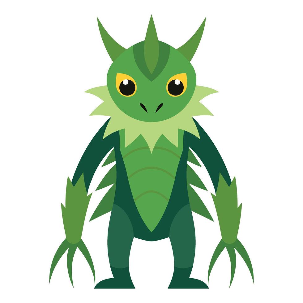 Green creature clipart on white background vector