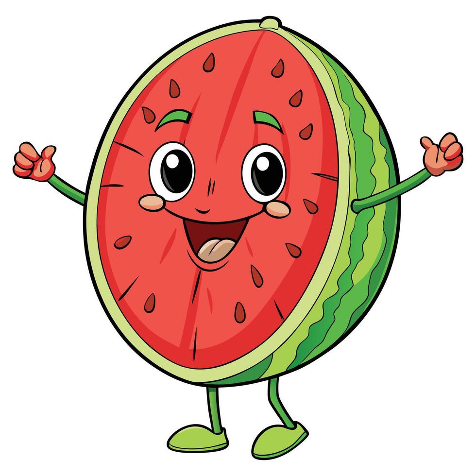 Cute Cartoon Watermelon with arms and legs on white background vector