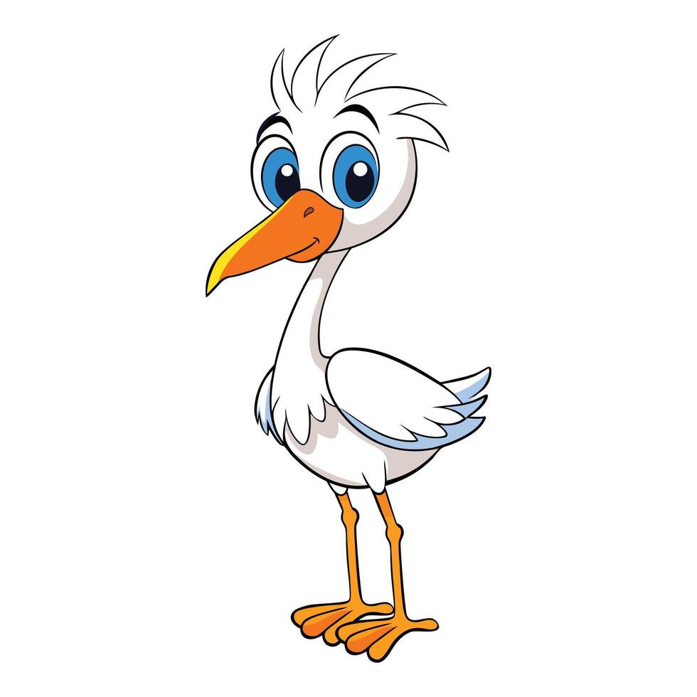 Cartoon Stork on white background vector