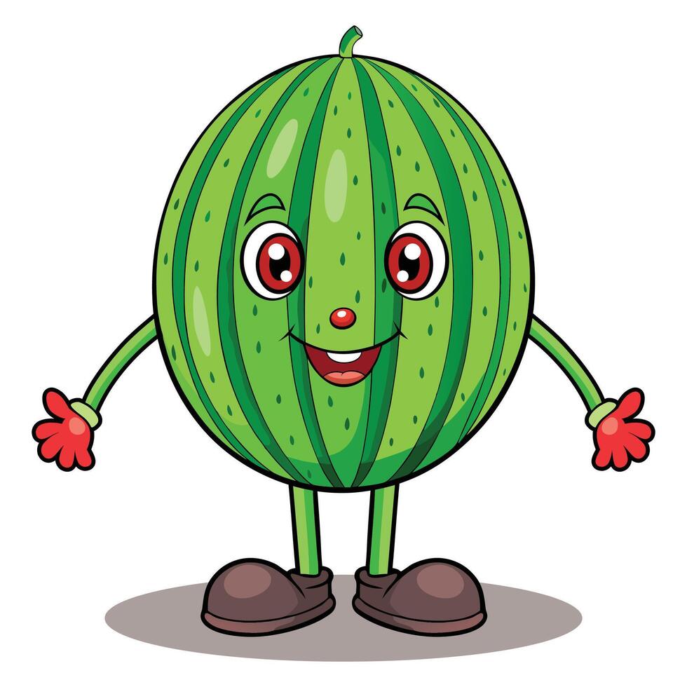 Cartoon Watermelon on white background vector