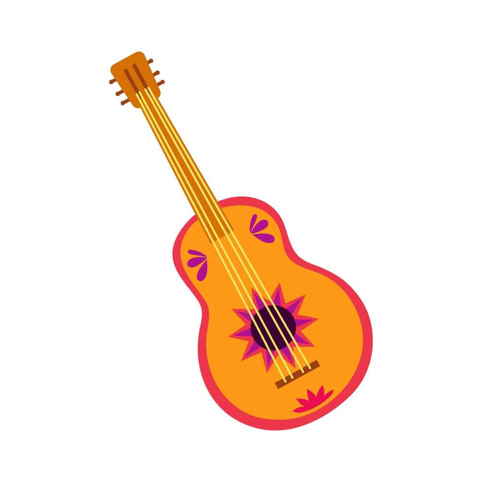 Mexican guitar, flat illustration, , isolated on white background vector