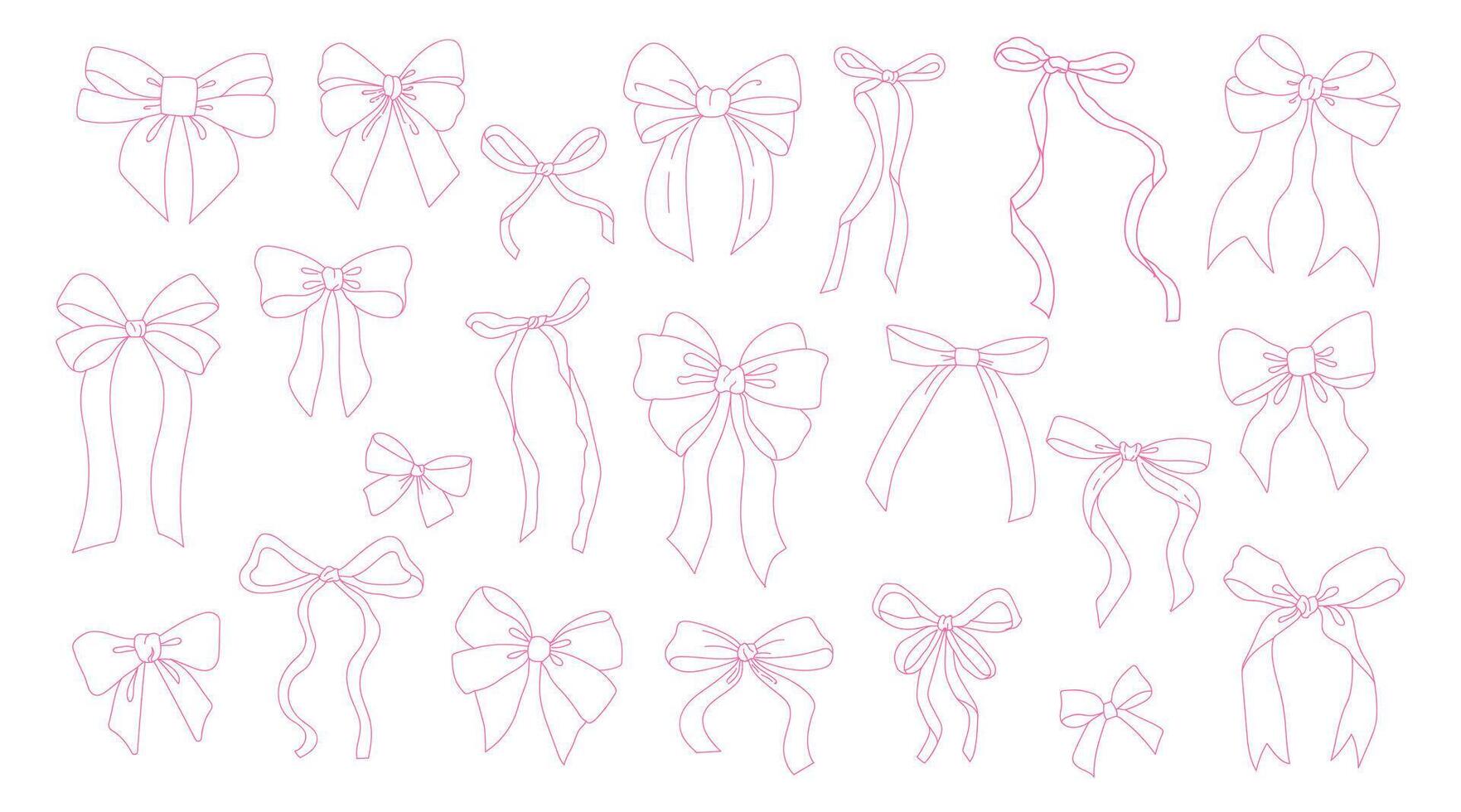 Outline Hand Drawn Bow Coquette Illustration in Vintage and Retro Style vector