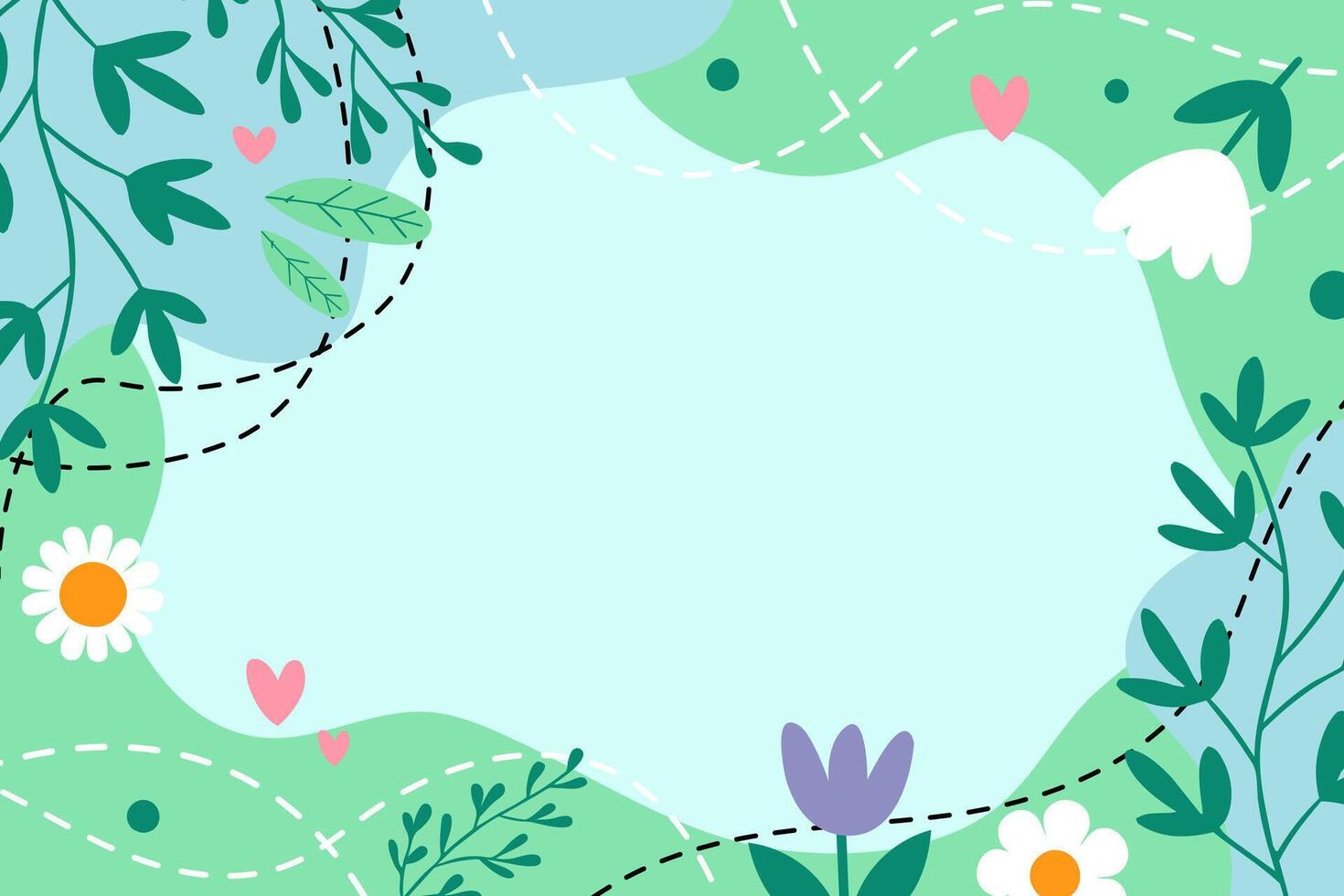 Spring and summer background for design in organic flat style with space for text. , botanical, modern trendy floral design, Foliage banner, card vector