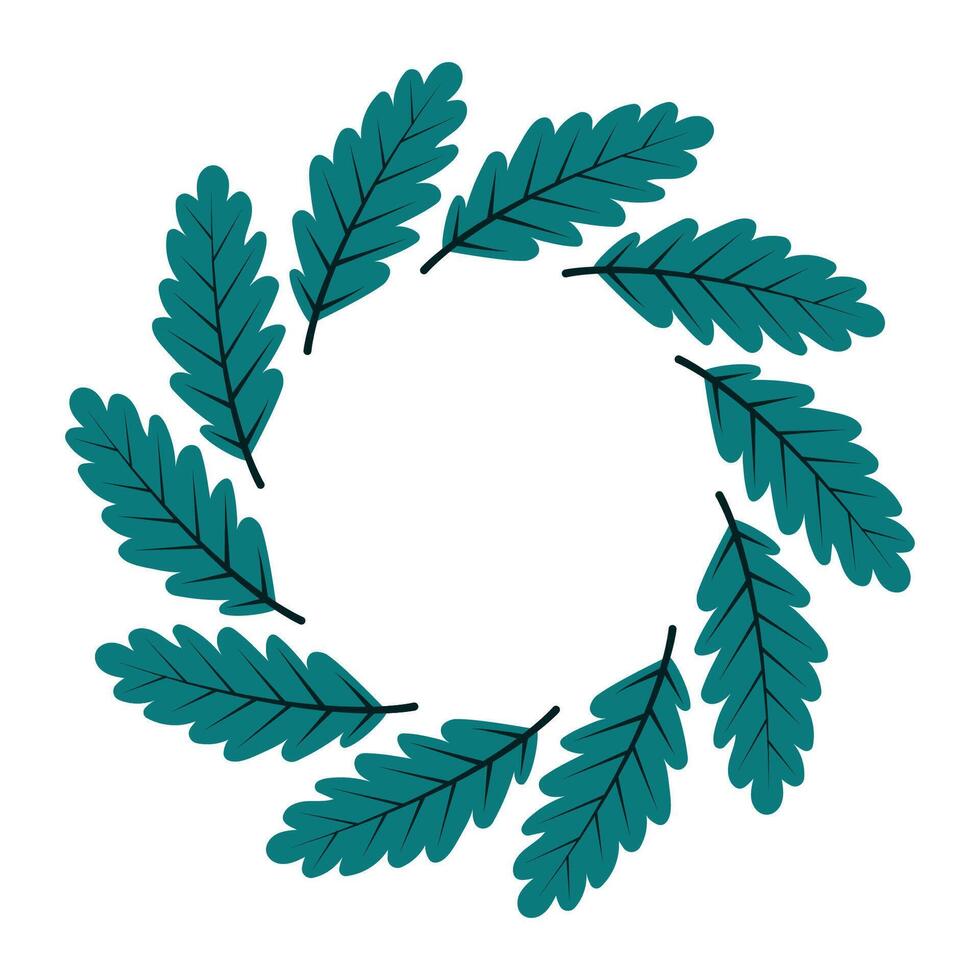 Decorative teal leaf wreath design ideal for multiple creative uses during various seasons vector