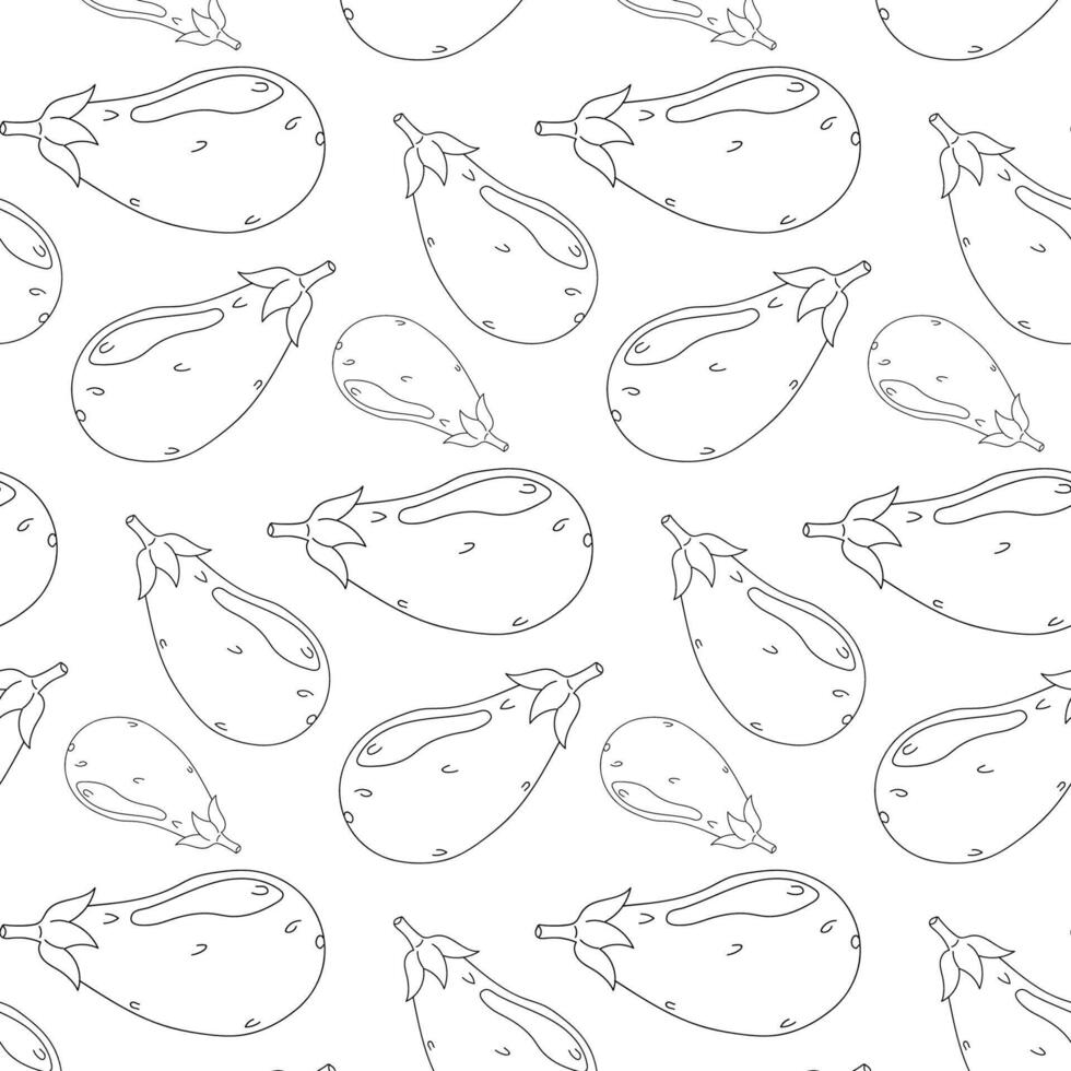 Decorative pattern featuring eggplant illustrations on a white background for artistic projects vector